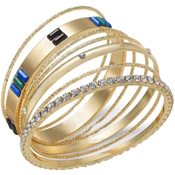 Thalia Sodi Jewelry - Thalia Sodi Bangle Bracelet Set Pave Heart Stones